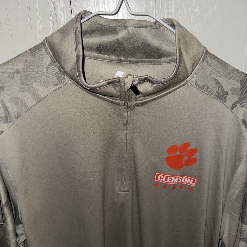 Clemson Tigers Colosseum Mens 1/4 Zip OHT Norfolk Windshirt L Gray